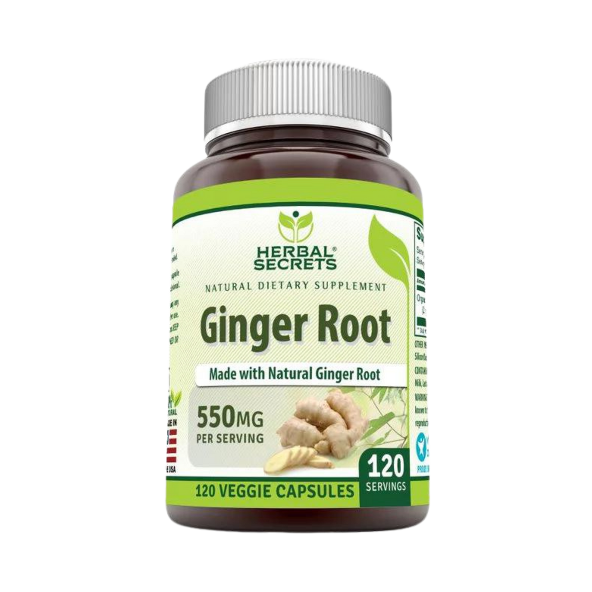 Herbal Secrets, Ginger Root Supplement, 550 Mg, 120 Capsules