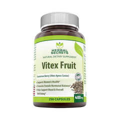 Herbal Secrets, Vitex Fruit Chaste Tree Berry Dietary Supplement, 400 Mg, 250 Capsules