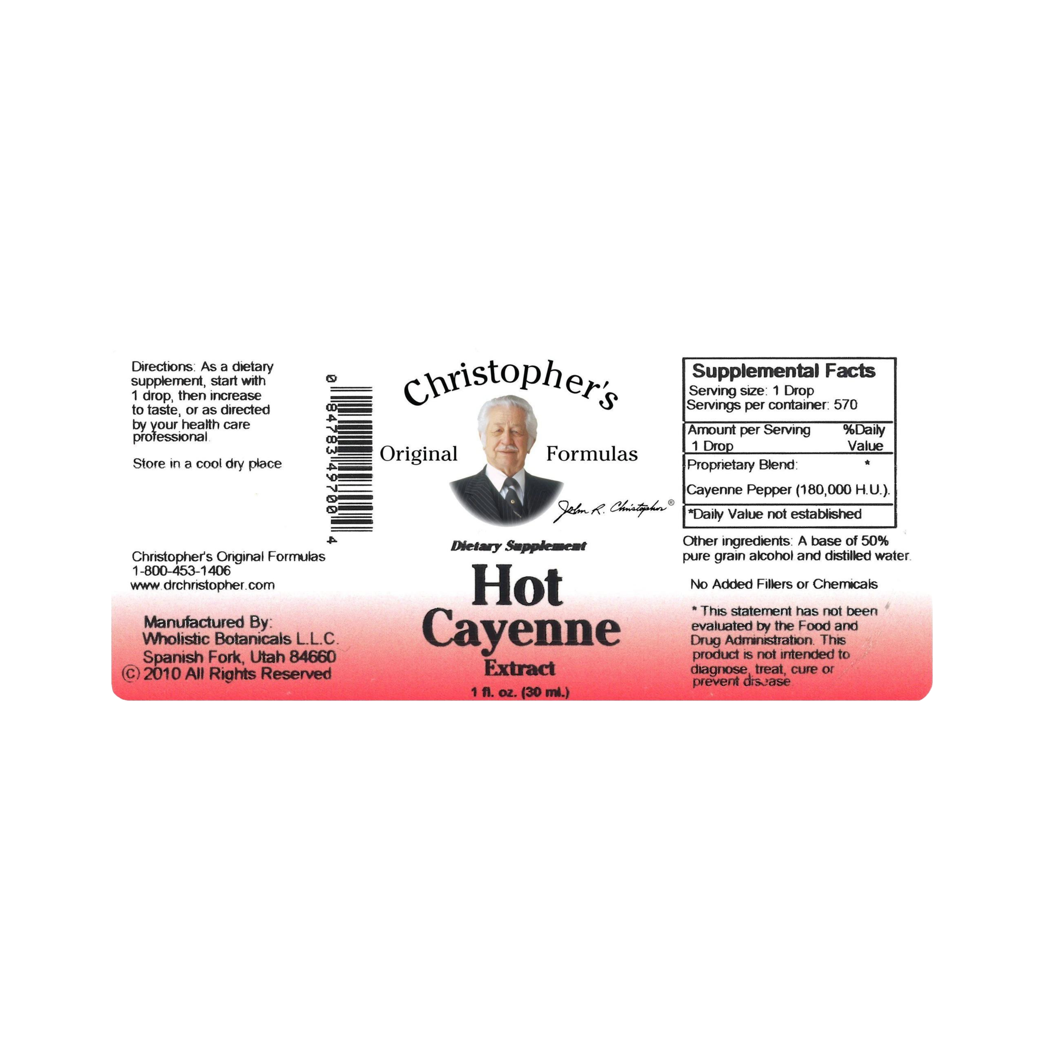 Christopher's Original Formulas, Hot Cayenne Pepper, 200,000 H.U. 1 Oz