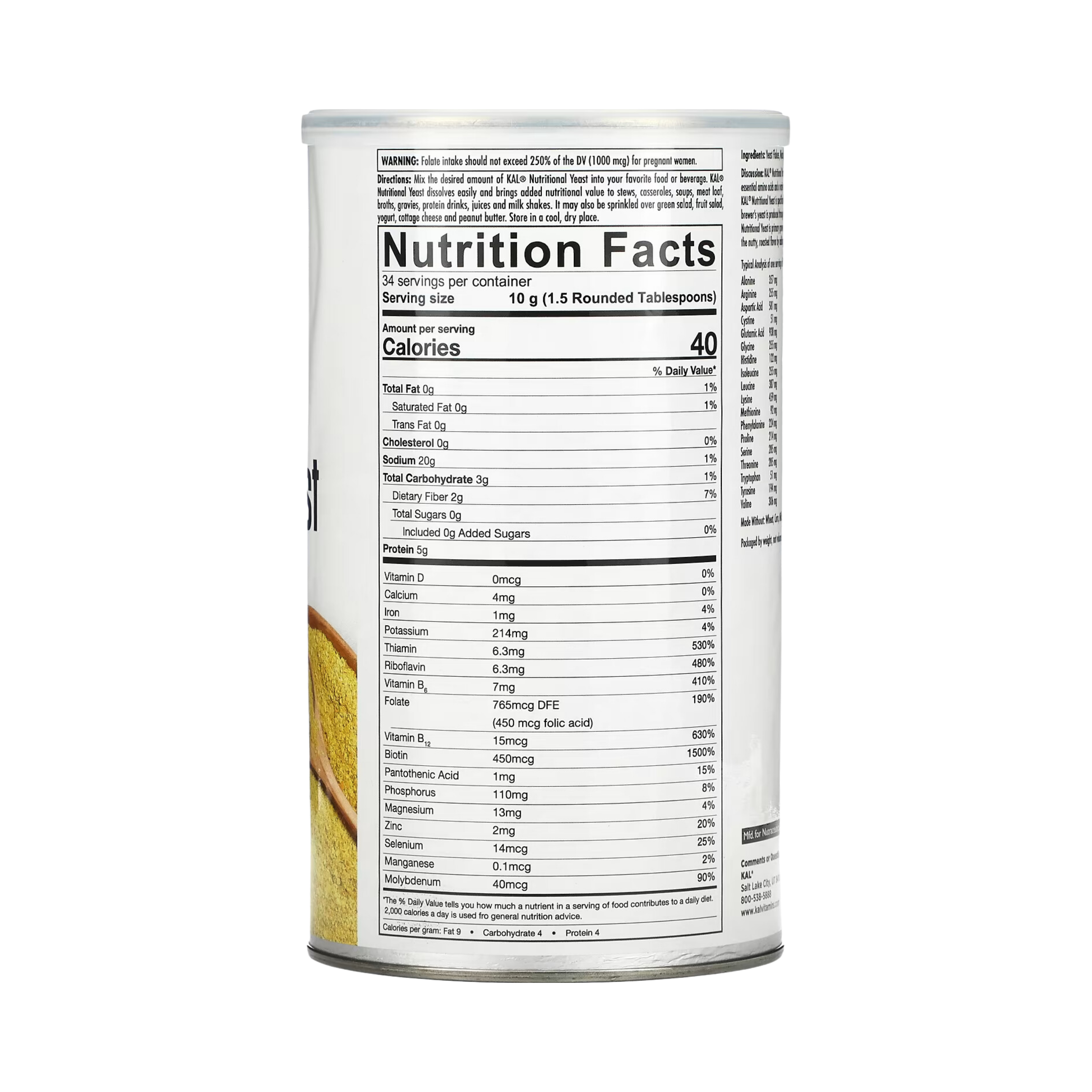 KAL, Nutritional, Yeast Flakes, Wonderful Nutty, 12 Oz