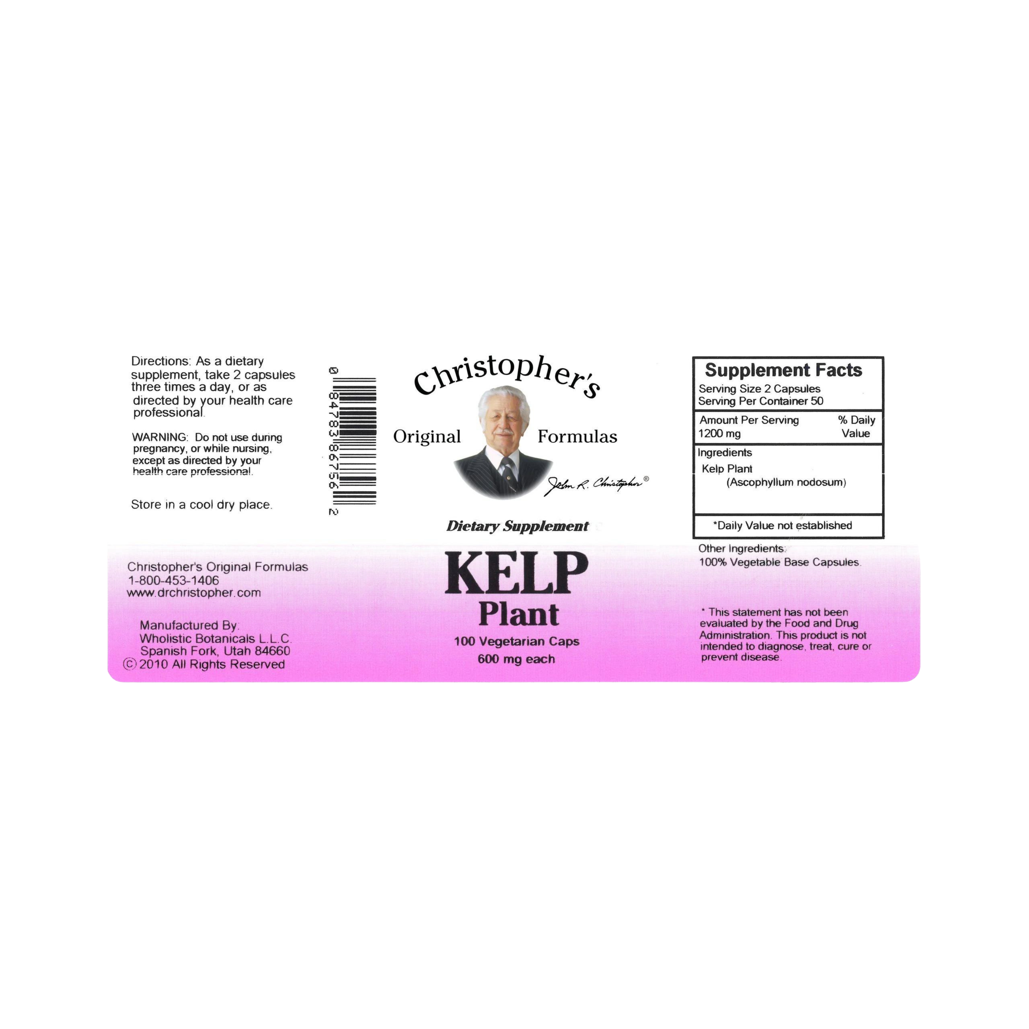 Christopher's Original Formulas, Kelp Plant, 100 Capsules