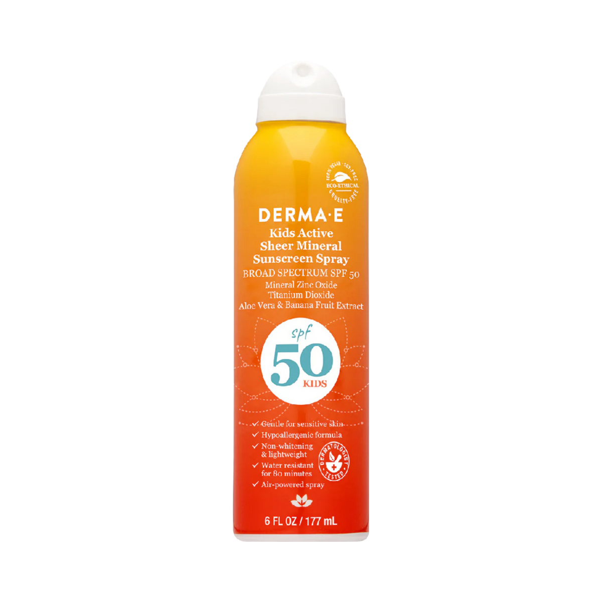 Derma E,  Kids Active Sheer Mineral Sunscreen Spray SPF 50, 6 Fl Oz