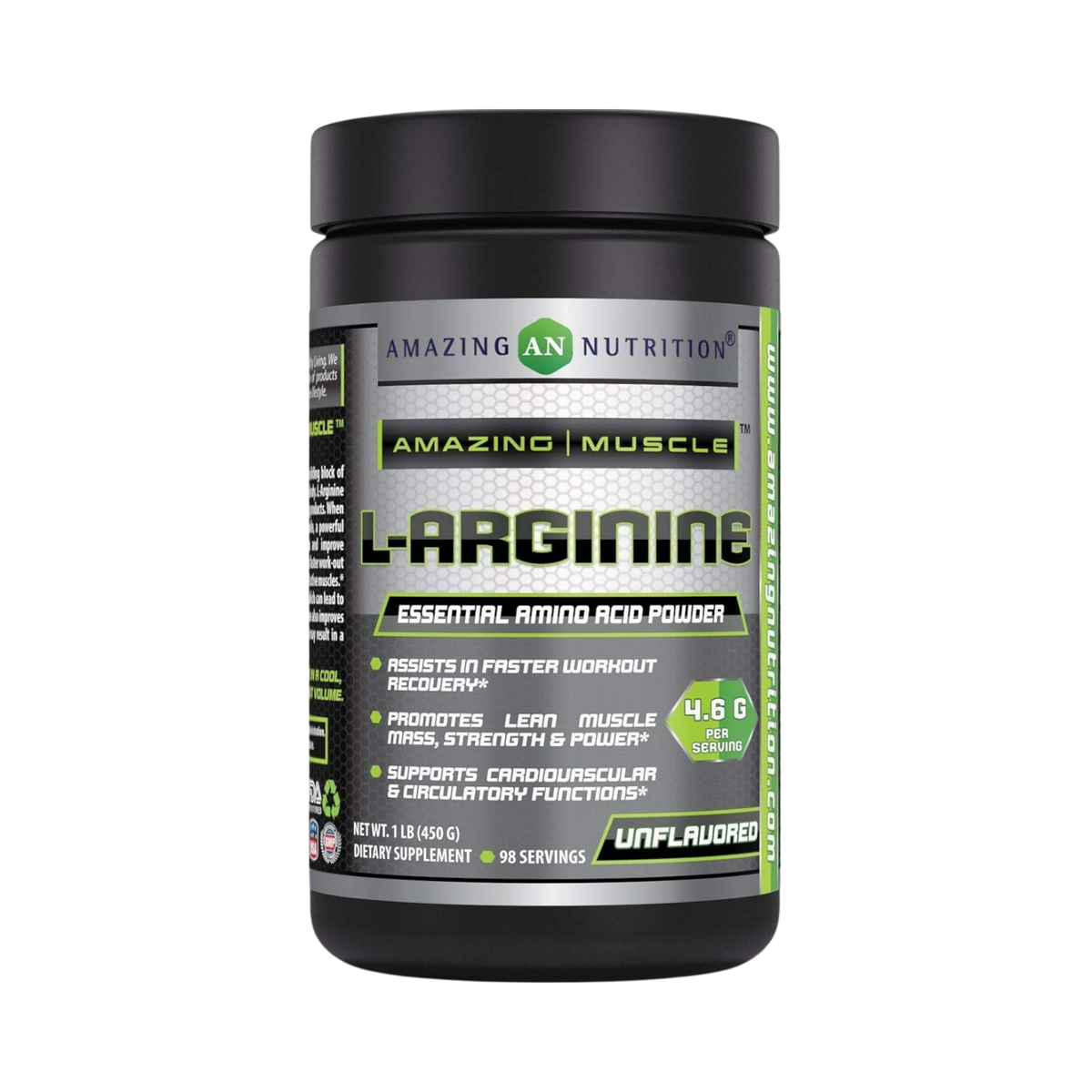 Amazing Muscle, L Arginine Essential Amino Acid Powder, Unflavored, 1 Lb