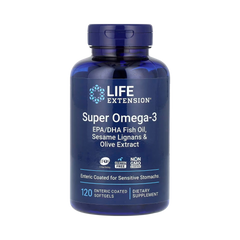 Life Extension, Super Omega-3 EPA/DHA Fish Oil, Sesame Lignans & Olive Extract, 120 Enteric Coated Softgels