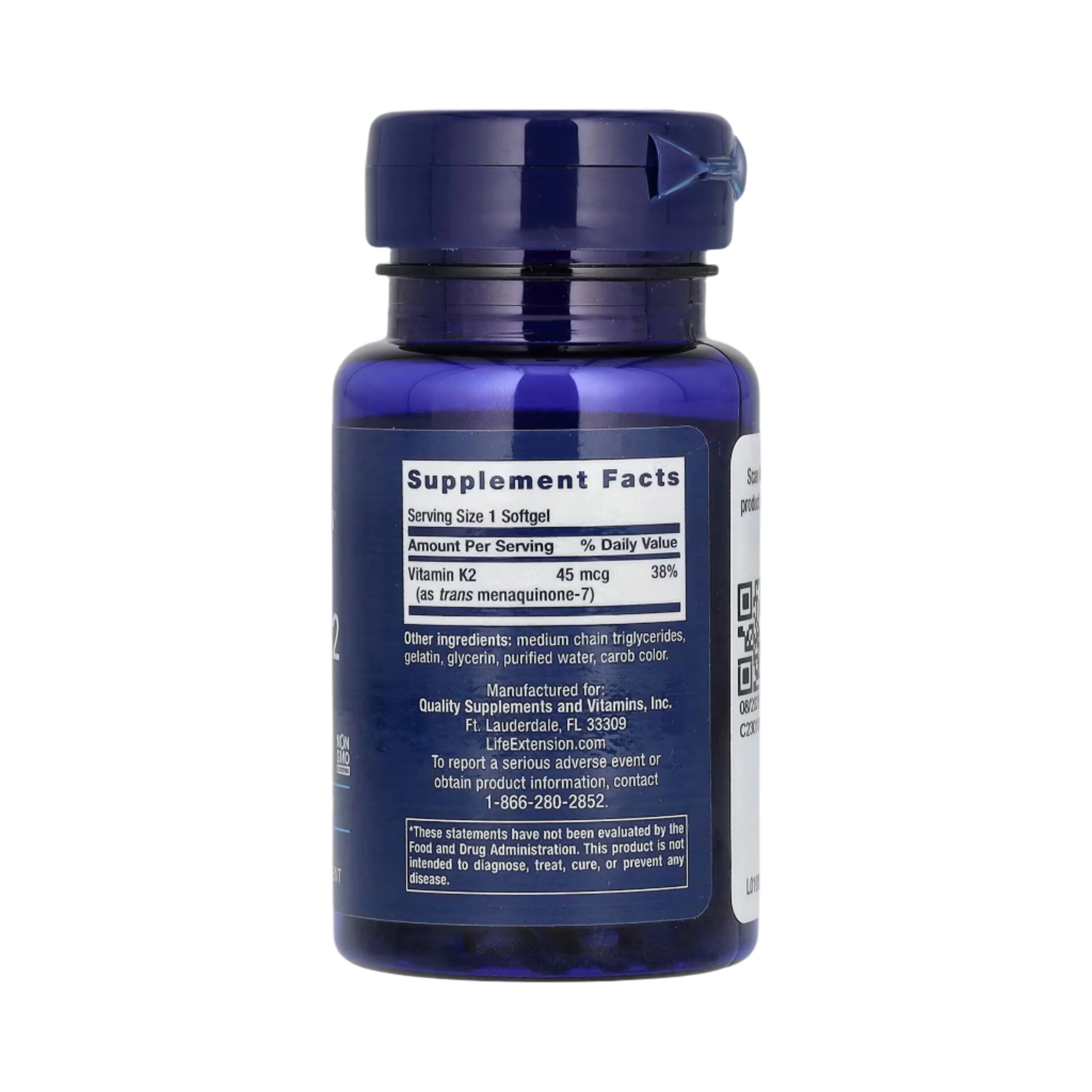 Life Extension, Low Dose Vitamin K2 (MK-7), 45 Mcg, 90 Softgels