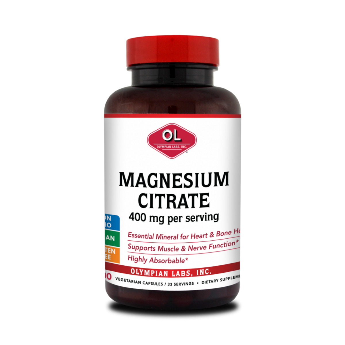 Olympian Labs, Magnesium Citrate, 400 Mg, 100 Capsules