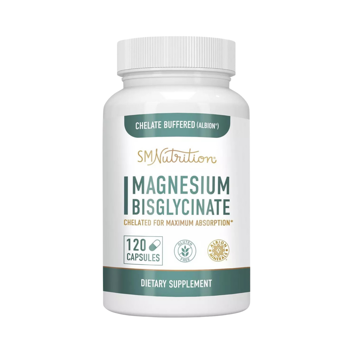 SMNutrition, Magnesium Bisglycinate Capsules, SMNutrition, 120 Capsules