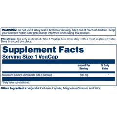 Solaray, Monolaurin, 500 Mg, 60 Capsules