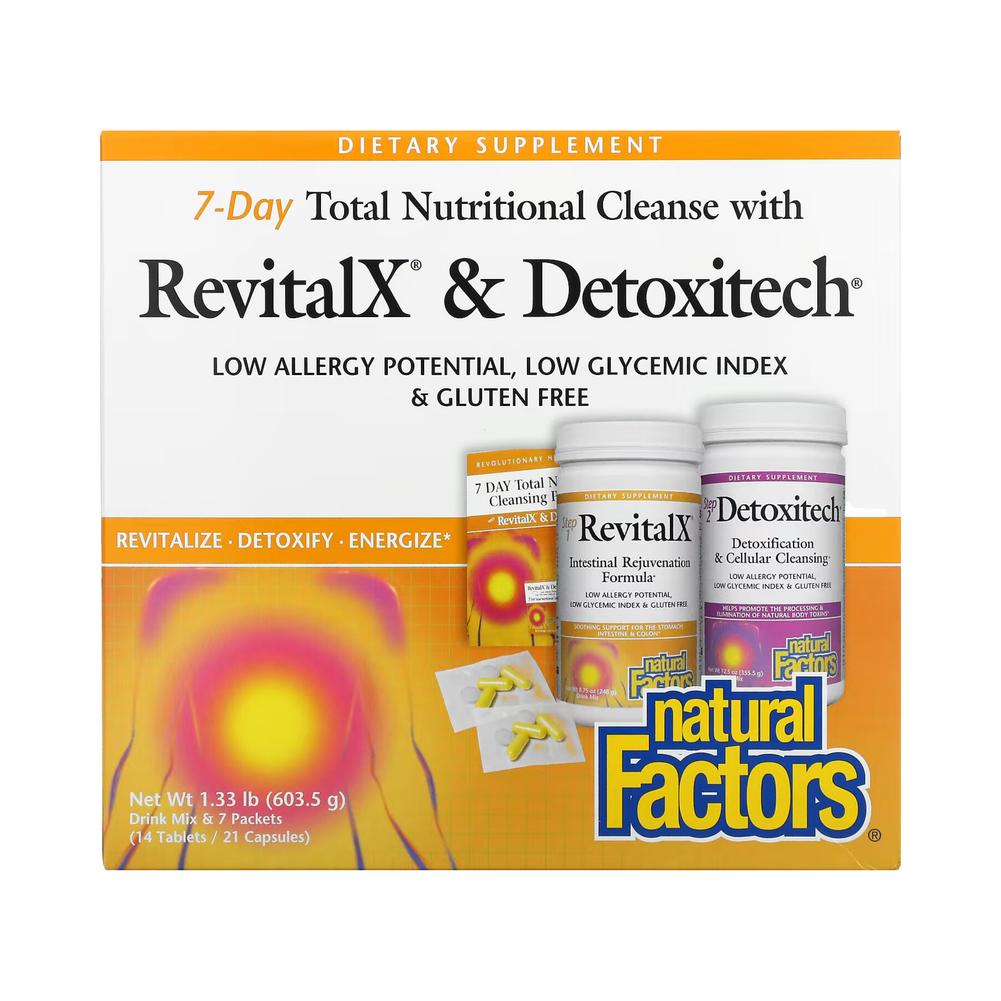 Natural Factors, 7-Day Total Nutritional Cleansing with RevitalX & Detoxitech, 1.33 lb (603.5 g)