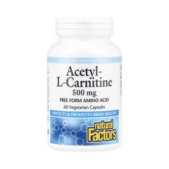 Natural Factors, Acetyl-L-Carnitine, 500 Mg, 60 Vegetarian Capsules