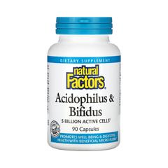 Natural Factors, Acidophilus & Bifidus, 5 Billion, 90 Capsules