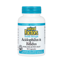 Natural Factors, Acidophilus & Bifidus, Double Strength, 10 Billion CFU, 90 Capsules