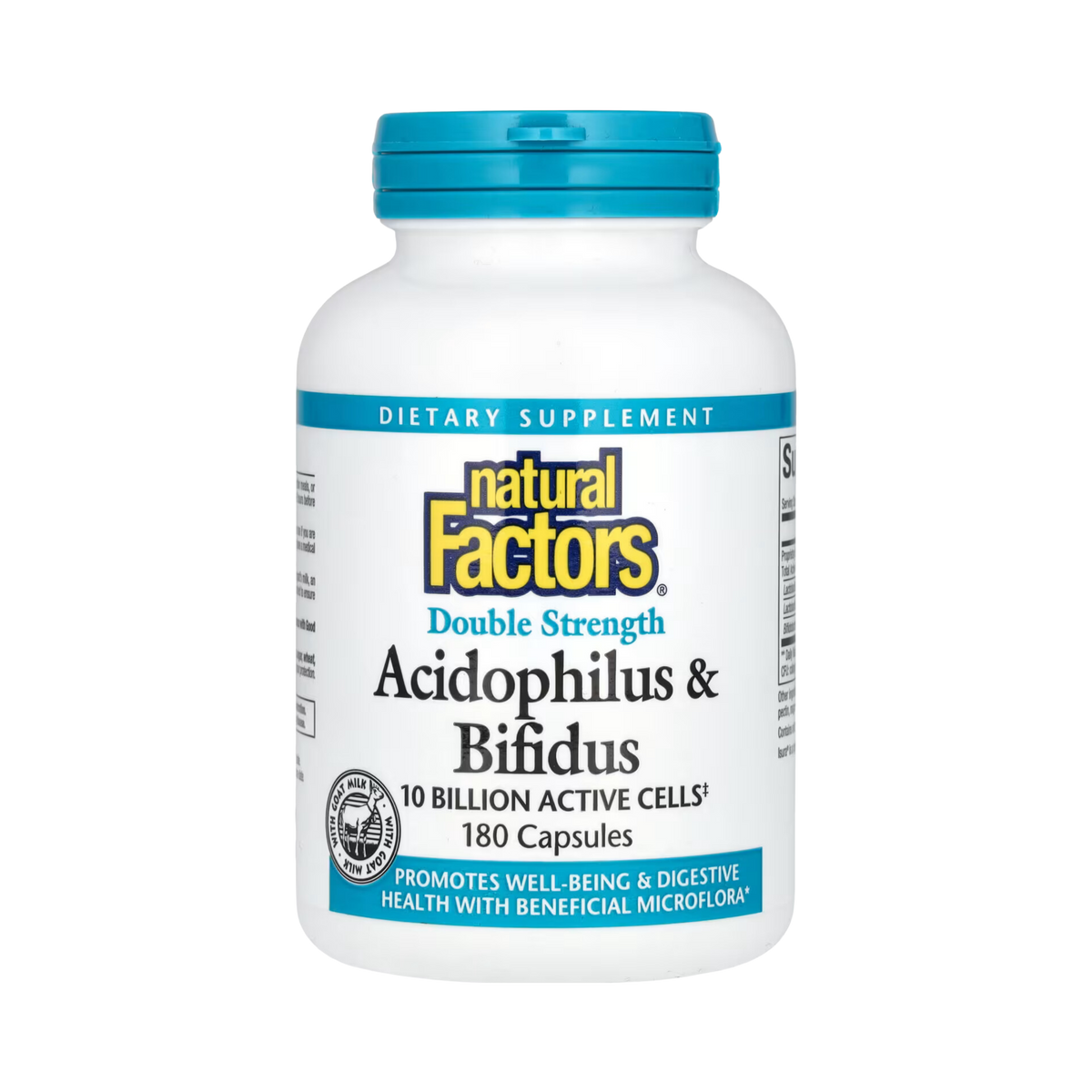 Natural Factors, Acidophilus & Bifidus, Double Strength, 10 Billion, 180 Capsules