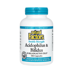 Natural Factors, Acidophilus & Bifidus, Double Strength, 10 Billion, 180 Capsules