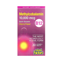 Natural Factors, B12 Methylcobalamin, Cherry, 10,000 mcg, 30 Chewable Tablets