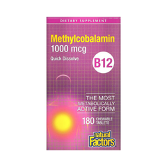 Natural Factors, B12, Methylcobalamin, 1,000 mcg, 180 Chewable Tablets