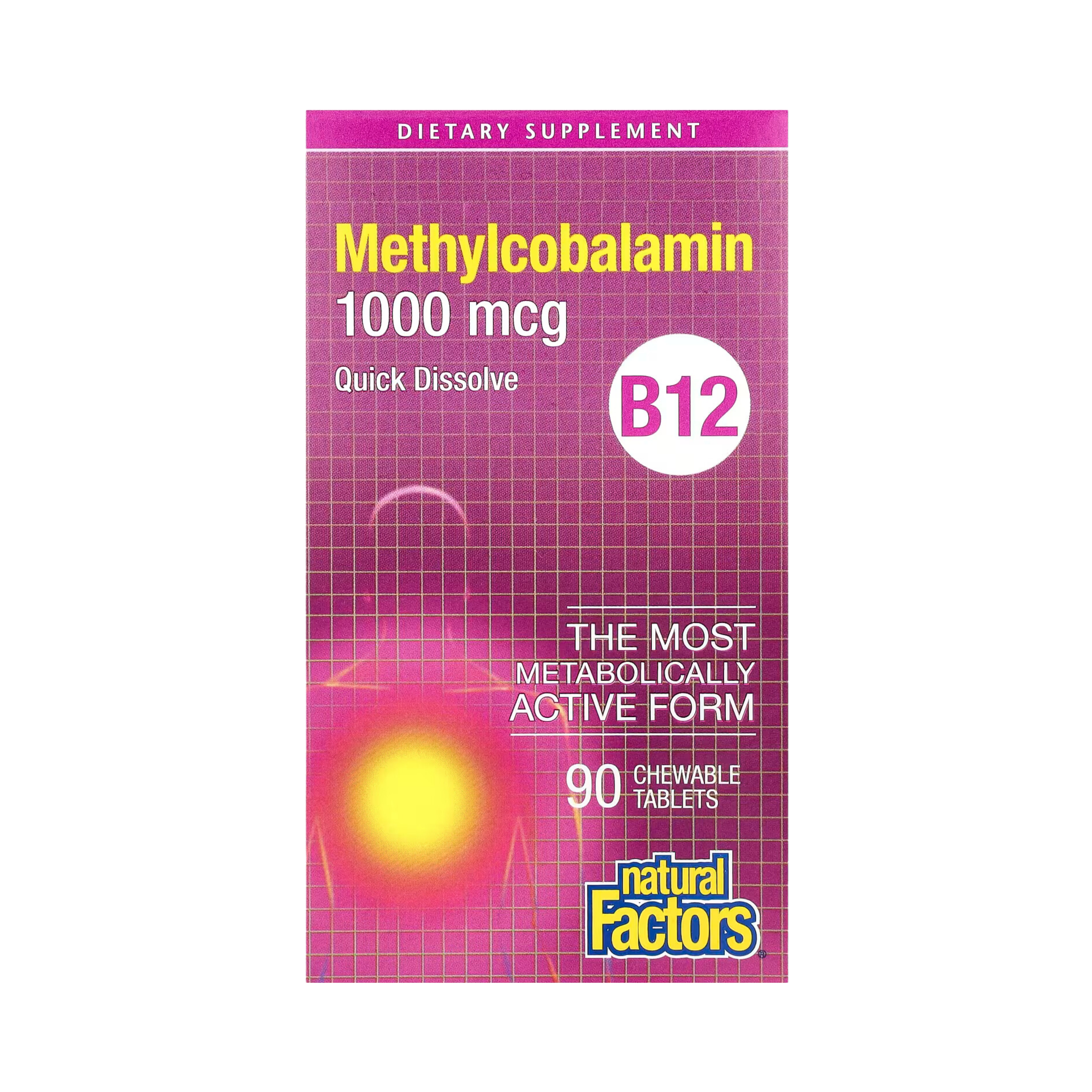 Natural Factors, B12, Methylcobalamin, 1,000 Mcg, 90 Chewable Tablets