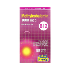 Natural Factors, B12, Methylcobalamin, 1,000 Mcg, 90 Chewable Tablets