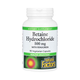 Natural Factors, Betaine Hydrochloride with Fenugreek, 500 Mg, 90 Vegetarian Capsules