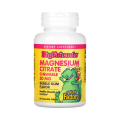 Natural Factors, Big Friends, Magnesium Citrate, Bubble Gum, 50 Mg, 60 Chewable Tablets