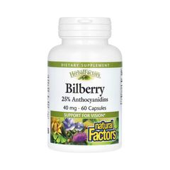 Natural Factors, Bilberry, 40 Mg, 60 Capsules