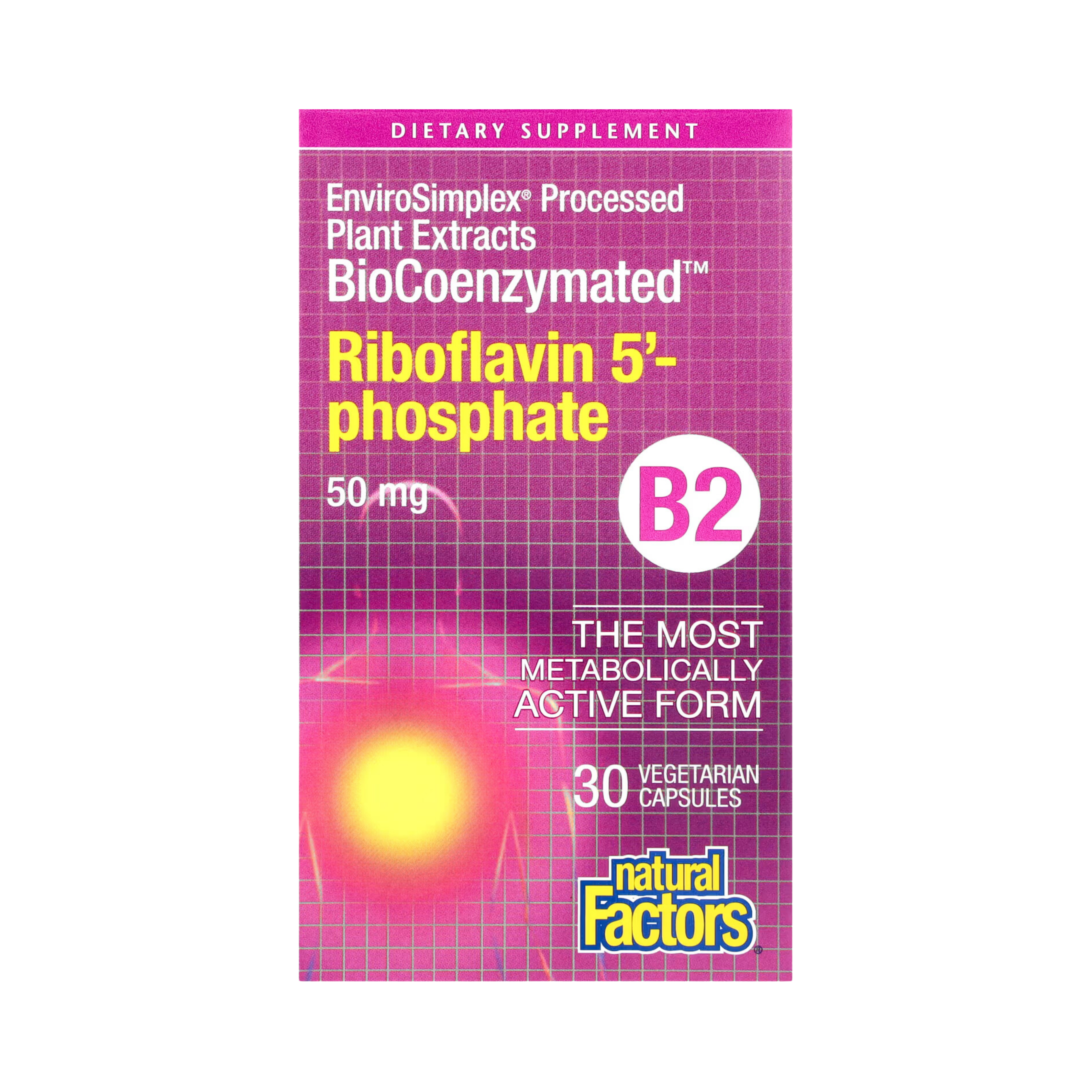 Natural Factors, BioCoenzymated, B2, Riboflavin 5', Phosphate, 50 Mg, 30 Vegetarian Capsules