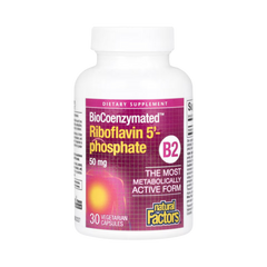 Natural Factors, BioCoenzymated, B2, Riboflavin 5', Phosphate, 50 Mg, 30 Vegetarian Capsules