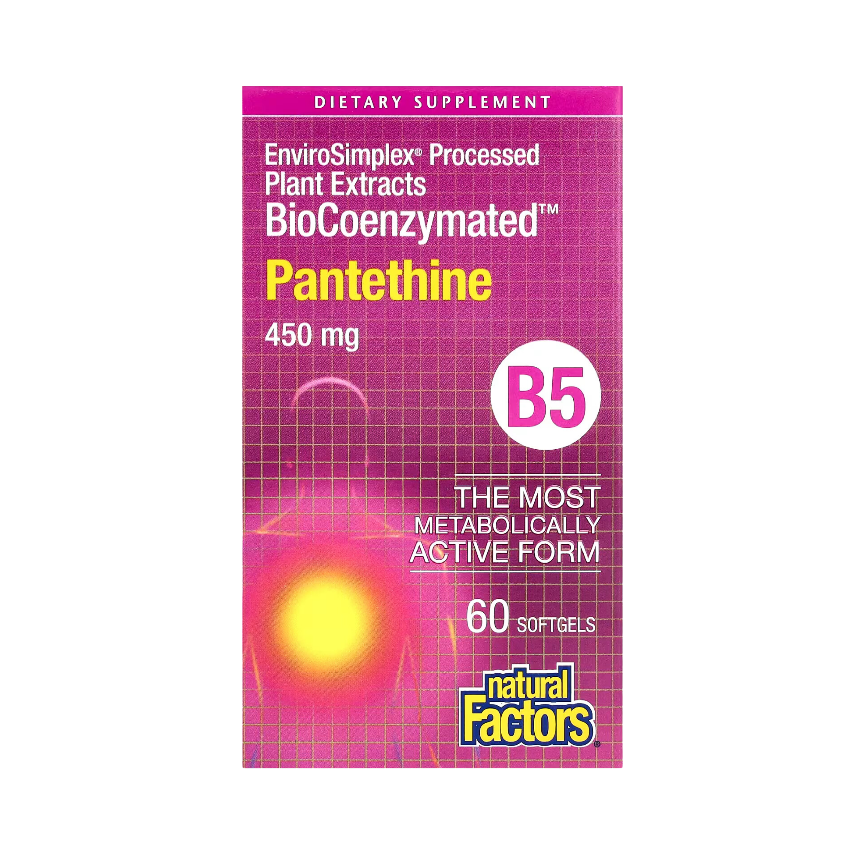 Natural Factors, BioCoenzymated, B5, Pantethine, 450 Mg, 60 Softgels