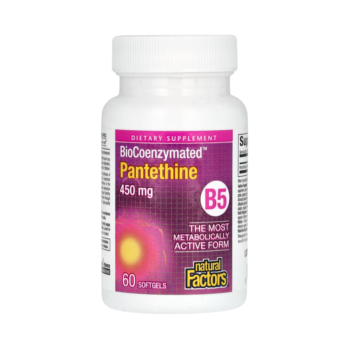 Natural Factors, BioCoenzymated, B5, Pantethine, 450 Mg, 60 Softgels