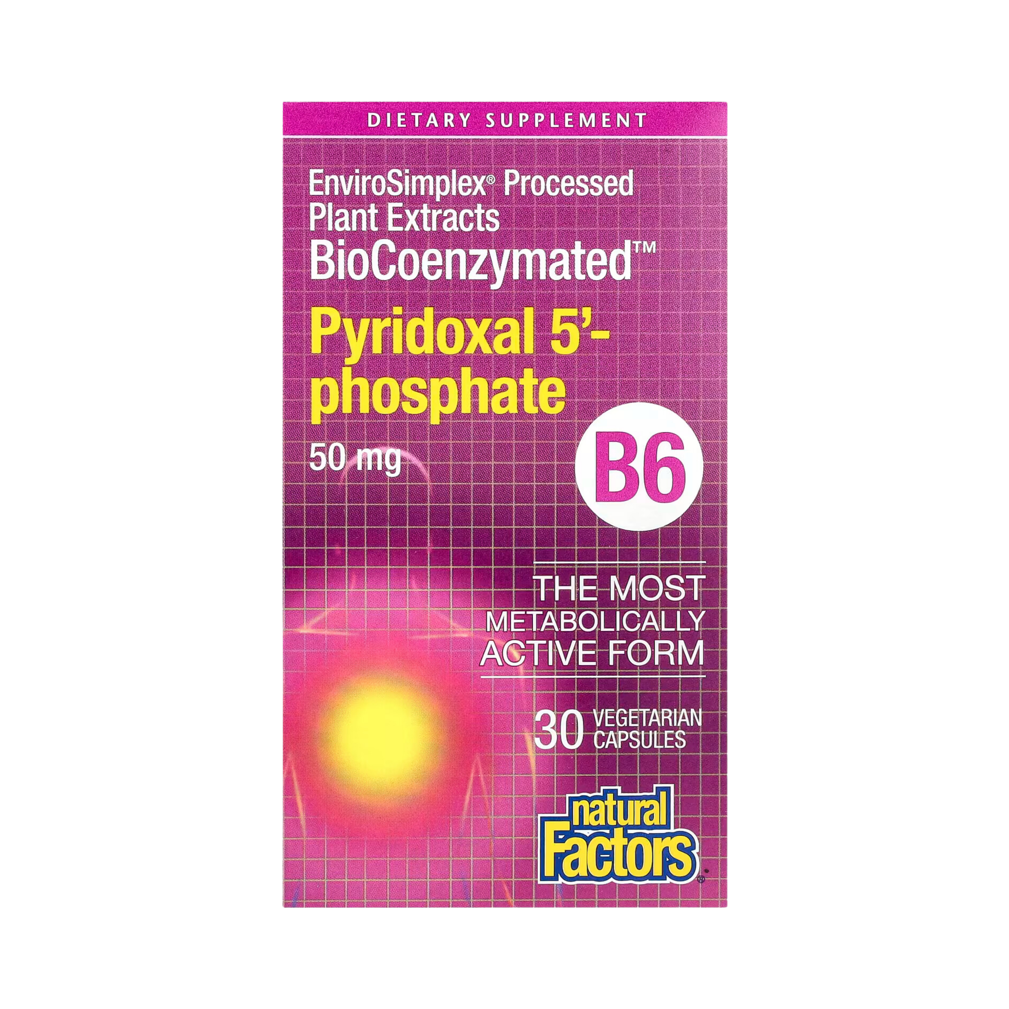 Natural Factors, BioCoenzymated, B6, Pyridoxal 5', Phosphate, 50 Mg, 30 Vegetarian Capsules