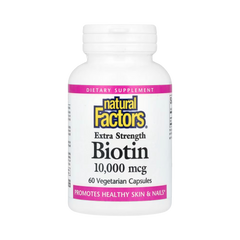 Natural Factors, Biotin, Extra Strength, 10,000 Mcg, 60 Vegetarian Capsules