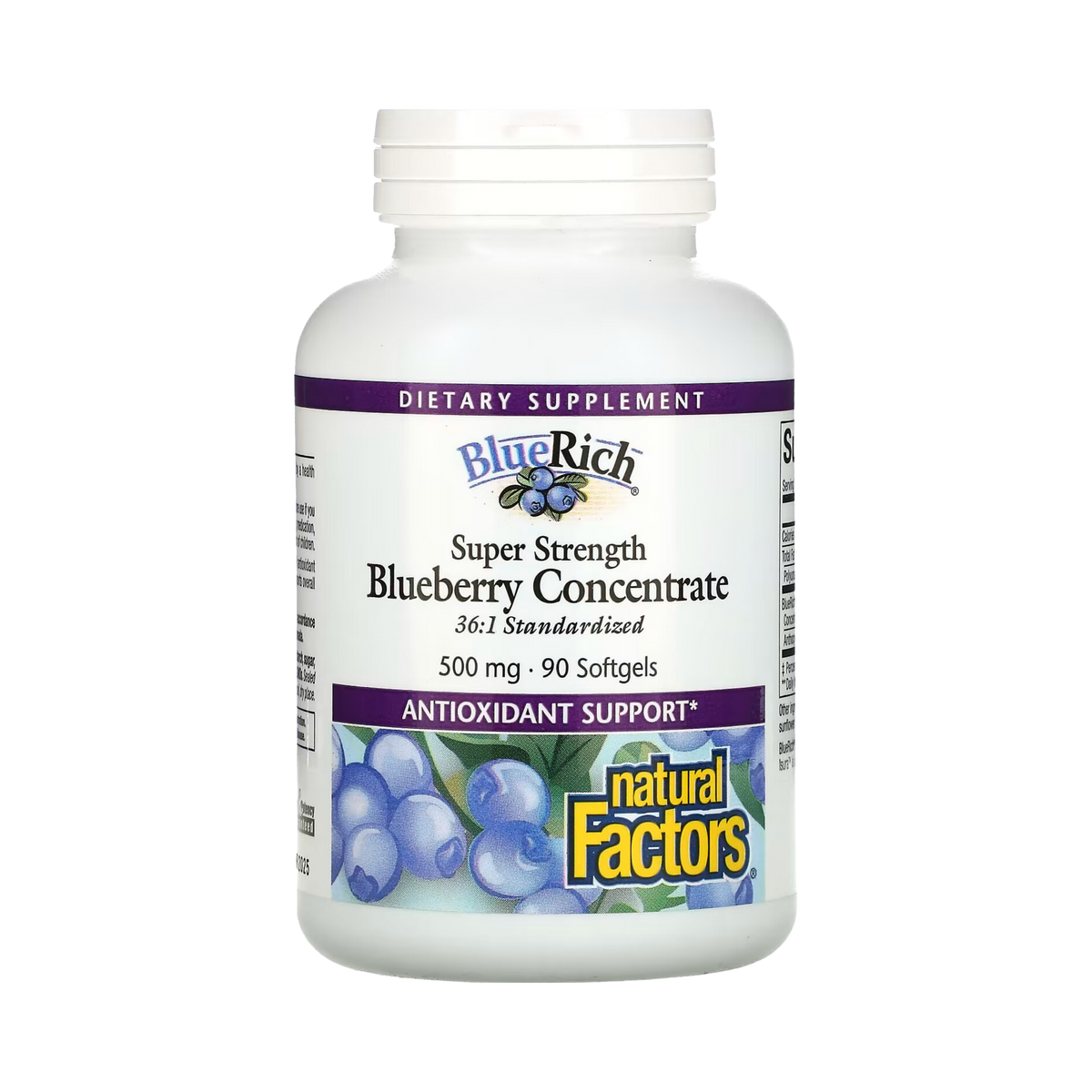 Natural Factors, BlueRich, Super Strength Blueberry Concentrate, 500 Mg, 90 Softgels