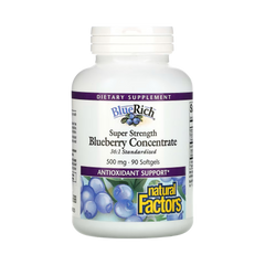 Natural Factors, BlueRich, Super Strength Blueberry Concentrate, 500 Mg, 90 Softgels