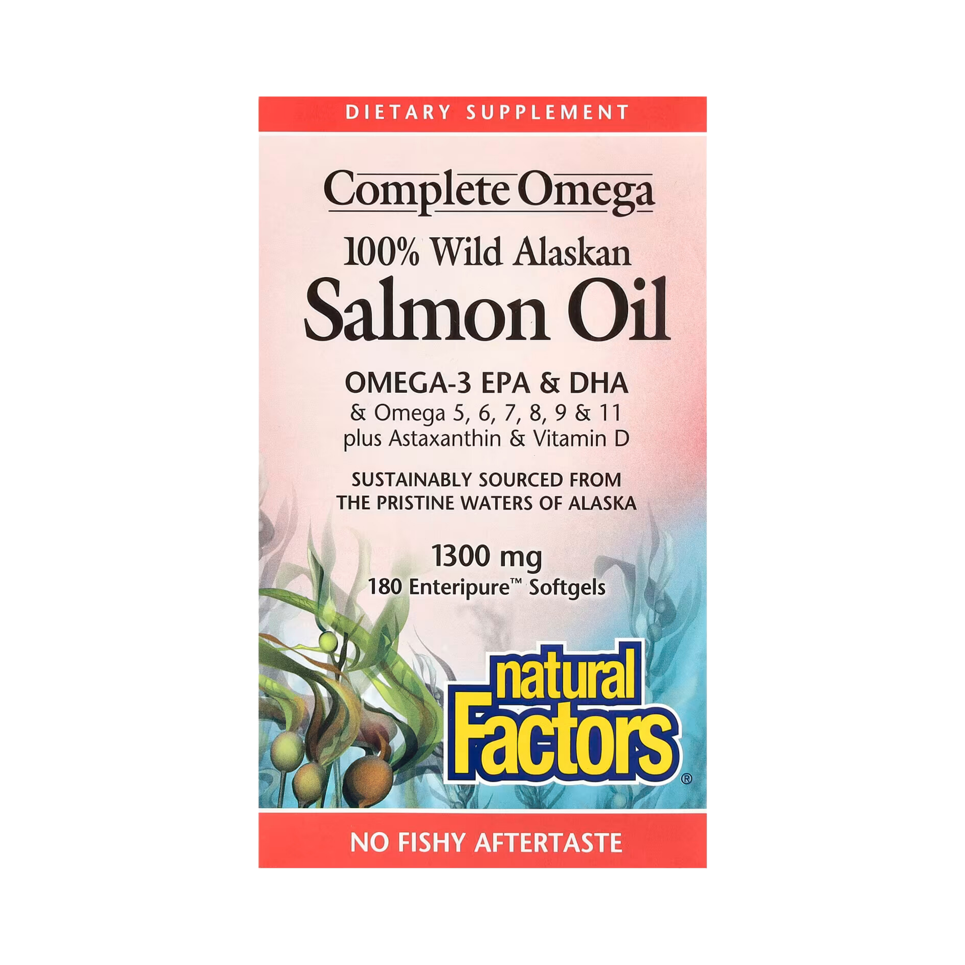 Natural Factors, Complete Omega, 100% Wild Alaskan Salmon Oil, 1,300 Mg, 180 Enteripure Softgels