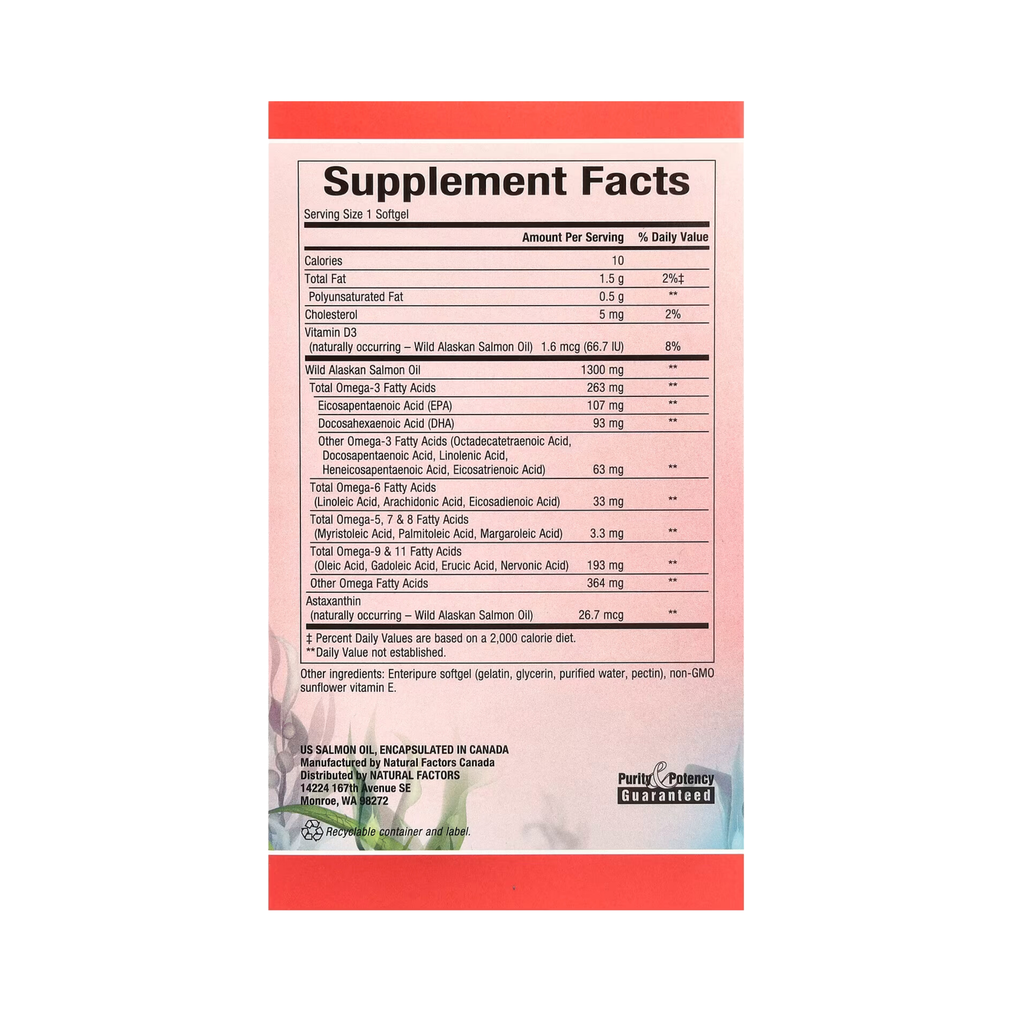 Natural Factors, Complete Omega, 100% Wild Alaskan Salmon Oil, 1,300 Mg, 180 Enteripure Softgels