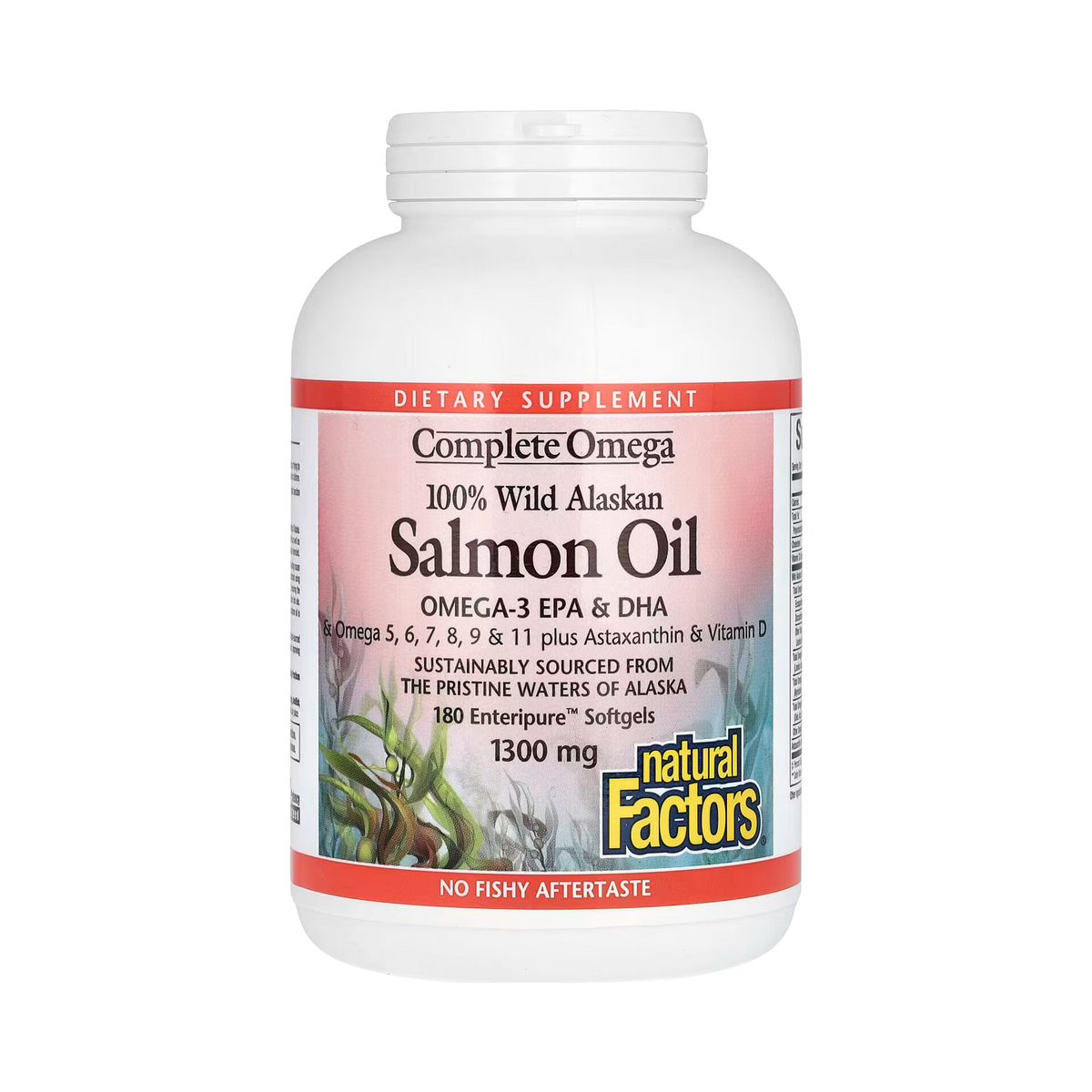 Natural Factors, Complete Omega, 100% Wild Alaskan Salmon Oil, 1,300 Mg, 180 Enteripure Softgels