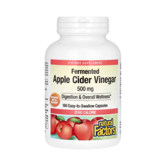 Natural Factors, Fermented Apple Cider Vinegar, 500 Mg, 180 Easy to Swallow Capsules