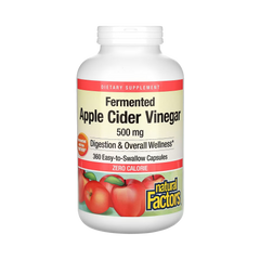 Natural Factors, Fermented Apple Cider Vinegar, 500 Mg, 360 Easy-to -Swallow Capsules