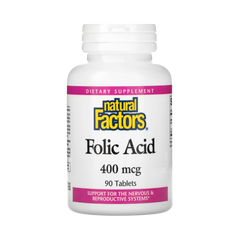 Natural Factors, Folic Acid, 400 Mcg, 90 Tablets