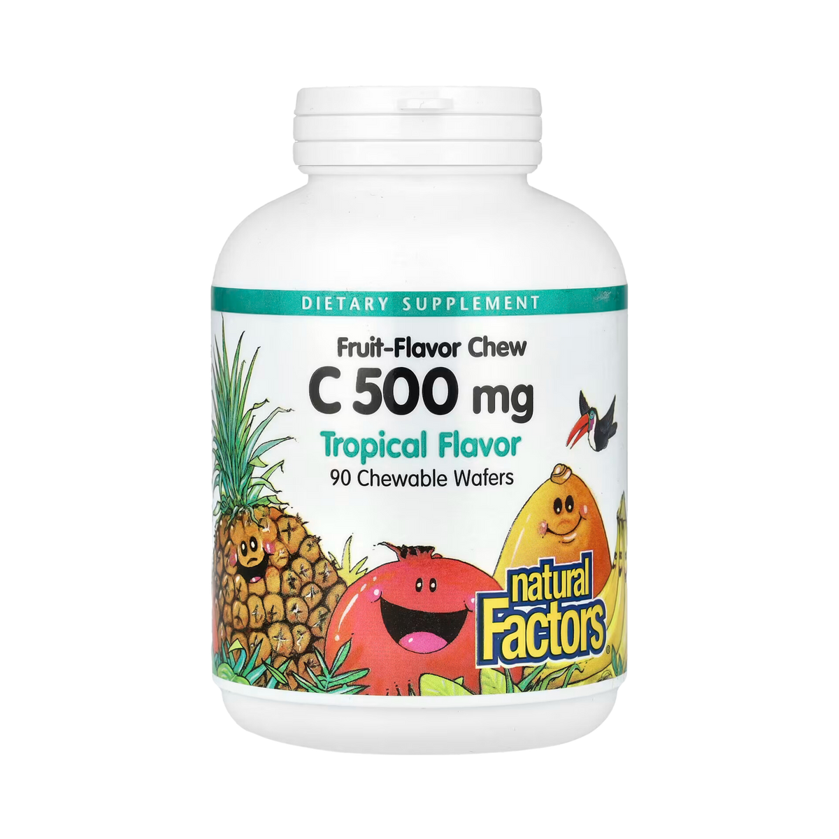 Natural Factors, Fruit-Flavor Chew Vitamin C, Tropical, 500 mg, 90 Chewable Wafers