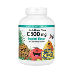 Natural Factors, Fruit-Flavor Chew Vitamin C, Tropical, 500 mg, 90 Chewable Wafers