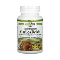 Natural Factors, GarlicRich, Super Strength Garlic + Reishi, 120 Delayed Release Vegetarian Capsules