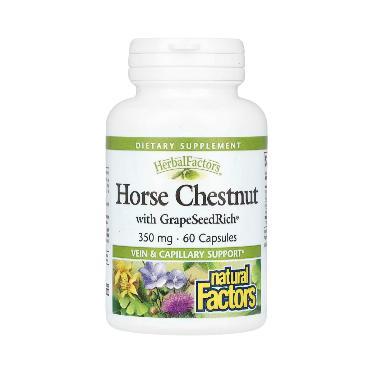 Natural Factors, HerbalFactors, Horse Chestnut with GrapeSeedRich, 350 Mg, 60 Capsules