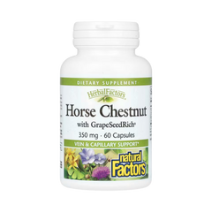 Natural Factors, HerbalFactors, Horse Chestnut with GrapeSeedRich, 350 Mg, 60 Capsules