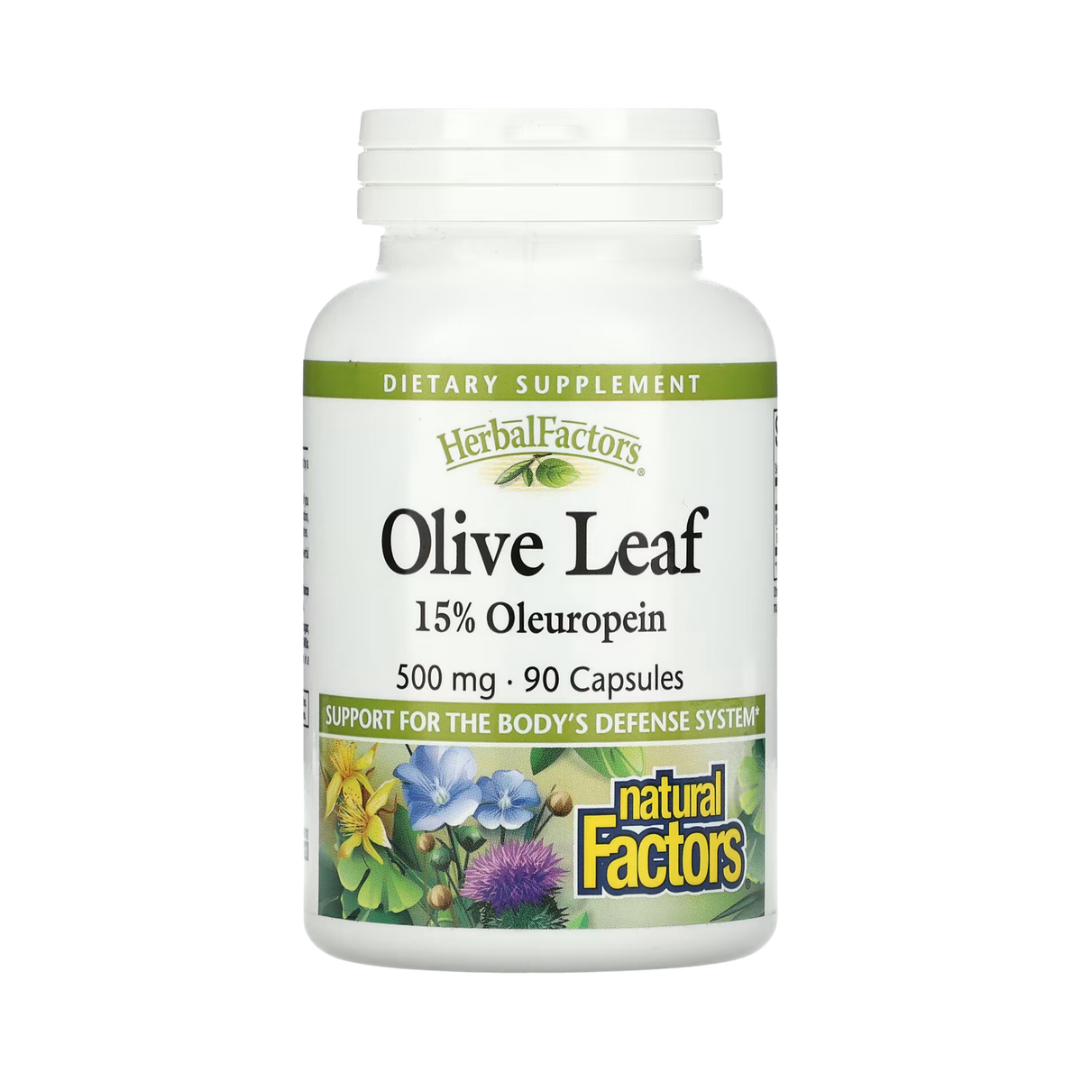 Natural Factors, HerbalFactors, Olive Leaf, 500 Mg, 90 Capsules