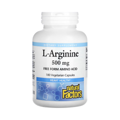 Natural Factors, L-Arginine, 500 Mg, 180 Vegetarian Capsules