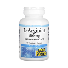 Natural Factors, L-Arginine, 500 Mg, 90 Vegetarian Capsules