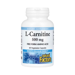 Natural Factors, L-Carnitine, 500 Mg, 60 Vegetarian Capsules