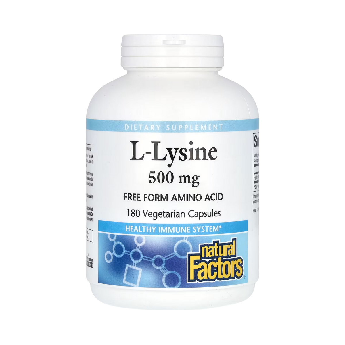 Natural Factors, L-Lysine, 500 Mg, 180 Vegetarian Capsules