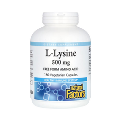 Natural Factors, L-Lysine, 500 Mg, 180 Vegetarian Capsules